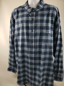 Blue Mountain Mens Size 3XL Plaid Long Sleeve Blue White Checkered Flannel XXXL - Picture 1 of 8