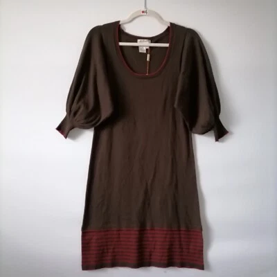 Vestido Suéter Max Studio Specialty Products Mujer Marrón Bishop Mangas 3/4 Talla S Foto 1 de 4