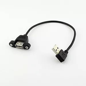 USB 2.0 A Female Panel Mount to USB A Male Right Angle Plug Extension Cable 25cm - Picture 1 of 6
