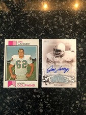 1973 Topps #341  Jim Langer & 2015 Leaf Legends of Sport (#6 of 25)  - Both nice
