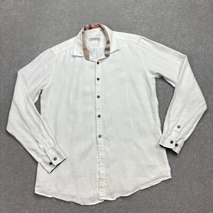 Burberry Shirt Adult Large White Brit Embroidered Check England London Men* - Picture 1 of 10