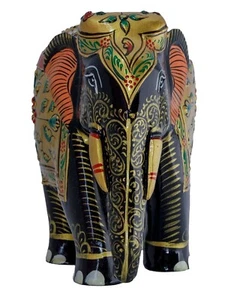 Hand Carved  Embossing Wooden Elephant  Statue  for Home Office Decor - Picture 1 of 3