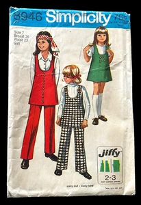 Pantalones túnica jersey sin cortar Simplicity Jiffy patrón de costura 8946 talla 7 niñas de colección - Imagen 1 de 4
