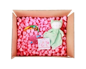 FunPak Packing Peanuts Pink Heart Shape 1.5 cu ft bag Compostable Biodegradable - Picture 1 of 5