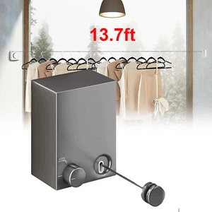 13,7 Fuß Einziehbare Wäscheleine Indoor Edelstahl Draht Wäscheleine - Bild 1 von 15