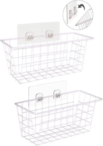 Hanging Kitchen Baskets for Storage Adhesive Small Wire Storage Baskets No Drill - Picture 1 of 7