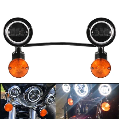 Juego de barra de luces antiniebla LED negras de paso para motocicleta Honda Foto 1 de 4
