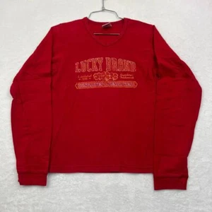 Vintage Lucky Brand Sweatshirt Women S-M Red Pullover Long Sleeve Cotton - Picture 1 of 6