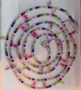 GARLAND SPRING/EASTER BEADED/MULTI + FLOWER CHARMS WALL/TREE/TABLE/WREATH UNIQUE - Picture 1 of 6
