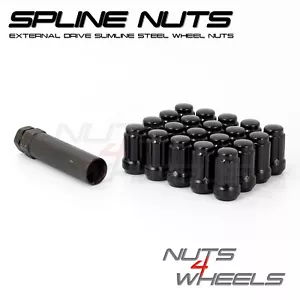 20 x Black Spline Wheel Nuts M12x1.5 Fits Honda Integra Type R DC2 DC5 - Picture 1 of 2