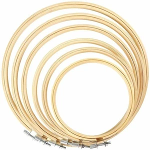Embroidery Hoops Set of 6 Wooden Circles for Stitching Projects 4 10 Inch - Picture 1 of 13
