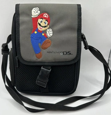 Nintendo DS Bordado Mario Bolsa de Viaje Estuche de Transporte Negro/Gris 2008 Foto 1 de 4