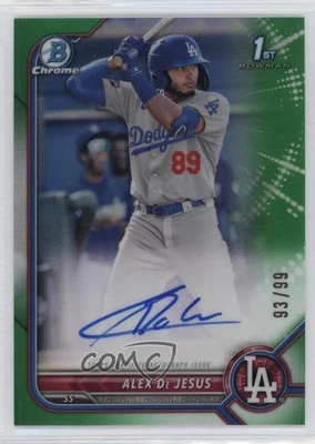 2022 Bowman Chrome Prospect Auto Green Refractor /99 Alex De Jesus #CPA-AD Auto - Image 1 of 2