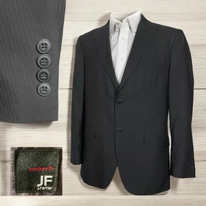 J Ferrar Sport Coat Mens 40R Black Solid Stripes Polyester Double Vented Peak - Picture 1 of 9