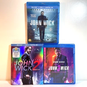 JOHN WICK 1, 2, 3 (Blu-Ray + DVD) Keanu Reeves - Action Crime Thriller - Picture 1 of 13