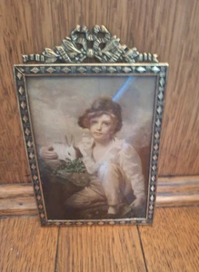 Vintage Sir Henry Raeburn Junge mit Kaninchen Miniaturdruck Deko Rahmen klein - Bild 1 von 7