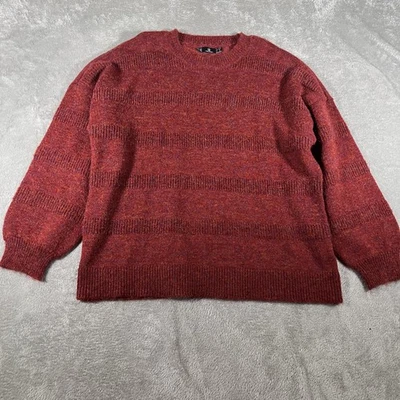 Volcom Sweater Womens XL Red Striped Crewneck Pullover Textured Knit Winter - Image 1 of 4