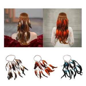 Boho Artificial Feather Headband Headpiece for Stage Performance Halloween - Picture 1 of 21
