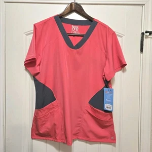 Barco One NWT Woman's Pink Lemonade Wicking XL Scrub Uniform Top Shirt 47" Chest - Picture 1 of 10