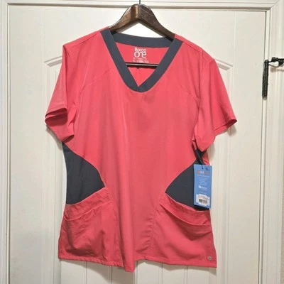 Barco One NWT Woman's Pink Lemonade Wicking XL Scrub Uniform Top Shirt 47" Chest - Image 1 of 4