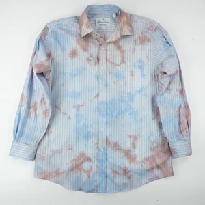 Brooks Brothers Shirt Mens 16 32 White Striped Tie Dye Supima Cotton Coolmax - Picture 1 of 5