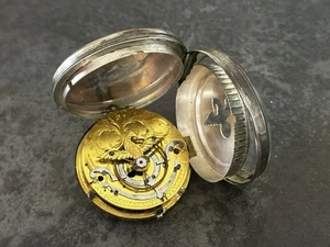 Rare Ancienne Montre gousset À Coq En Argent - Imagen 1 de 12