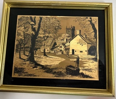 Lionel Barrymore Grabado Lámina de Oro Estampado Enmarcado Mediados de Siglo Moderno 10 1/2" De Colección Foto 1 de 4