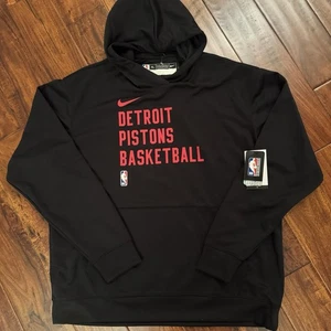 Sudadera con capucha de práctica emitida por el equipo de la NBA Nike Detroit Pistons 2023/24 talla XL-alto negra - Imagen 1 de 7