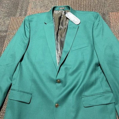 NWT Samuel Windsor Two Button Green Wool Gold Button Blazer Sport Coat 46L Prep - Image 1 of 4