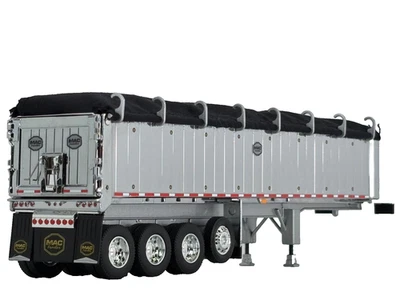 1/64 DCP CHROME/SILVER MAC QUAD AXLE END DUMP TRAILER W/ BLACK TARP - Image 1 of 3