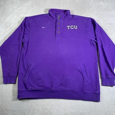 VTG TCU Horned Frogs Sweatshirt Mens XL Purple NCAA Football Nike Quarter Button - Image 1 of 4