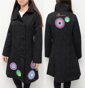 Women's DESIGUAL Black Multicoloured Jacket With Pockets Size 42 (Aus 12) - Picture 1 of 14