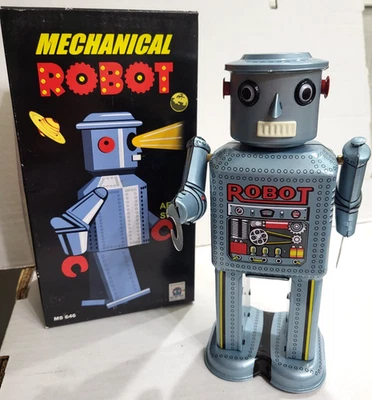 Robot mecánico HaHa Schylling acción cuerda juguete de hojalata MS646 Foto 1 de 3