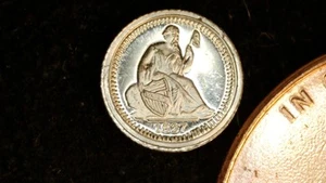 MINIATUR MÜNZE 1837 GROSCHEN KEINE STERNE FREIHEIT SITZEND PROOF WIE STERLINGSILBER - Bild 1 von 2