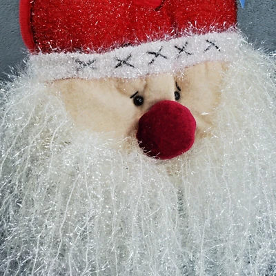 "Percha de puerta de tela de Navidad de Papá Noel 18"" con campanas de tintineo barba nariz roja" Foto 1 de 4