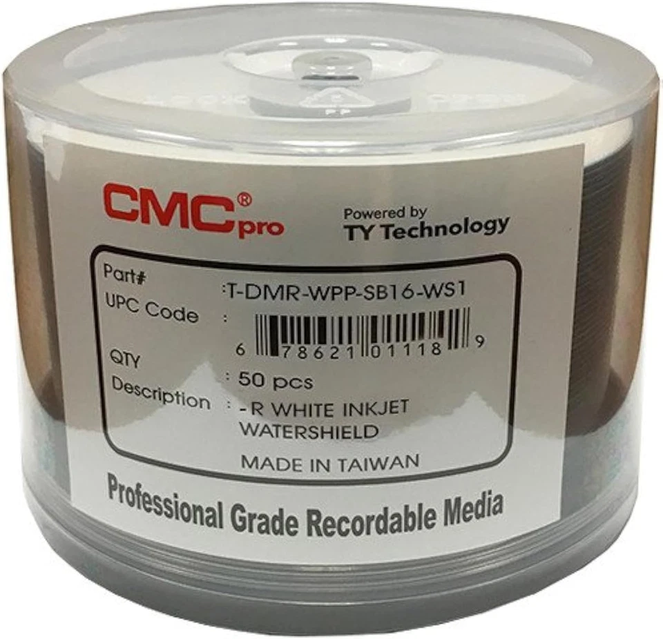 Watershield Glossy White Inkjet Hub 16X DVD-R - 50-Pack - Image 1 of 3