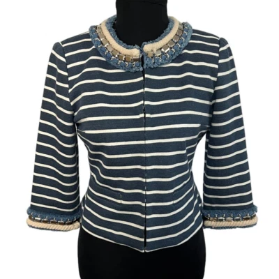 Boston Proper Blue and White Striped Blazer / Jacket, Size 2 — 第 1/4 张图片