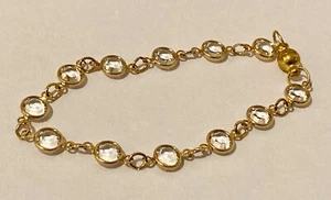 Clear Crystal Channel Chain 7" Bracelet with Gold Plated Magnetic Clasp - Picture 1 of 4