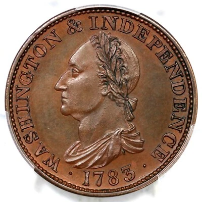 1783 Res GW-107 PCGS PR 64 BN EE Washington Draped Bust Colonial Copper Coin - Image 1 of 3