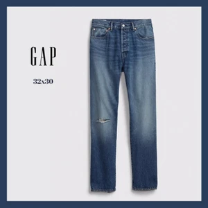 Nuovo con etichette - Jeans uomo GAP Button Fly anni '90 originali taglio dritto, lavaggio medio 32x30 - Foto 1 di 7