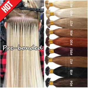 AAAAA Nail U Tip Keratin Pre Bonded Real Human Hair Extensions 200S 1G/S THICK - Picture 1 of 26
