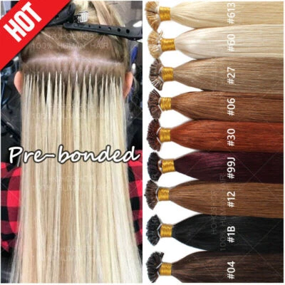 AAAAA Nail U Tip Keratin Pre Bonded Real Human Hair Extensions 200S 1G/S THICK - Image 1 of 4