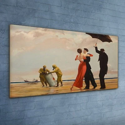 Druck auf Glas Wandbild Glasbilder 120x60 Vettriano Strand Rettung - Bild 1 von 4