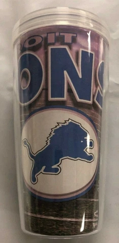 Detroit Lions NFL 16 oz Plastic Travel Tumbler Cup With Lid New FREE SHIPPING Cover