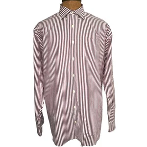 Peter Millar Striped Long Sleeved Dress Shirt Mens XL Red/White - Picture 1 of 6