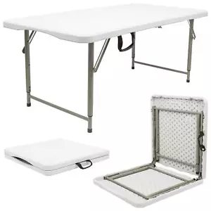 1x 120cm (4ft) Height Adjustable Folding Trestle Table for Camping Party Picnic - Picture 1 of 7