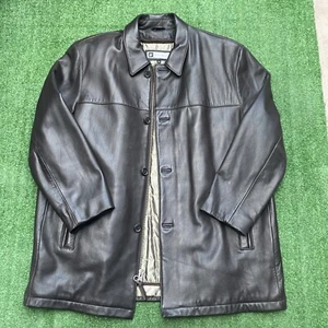 Bachrach SZ 2xl Mens Lamb Genuine Leather Brown Car Coat Zip Out Lining Worn 1X - Picture 1 of 7