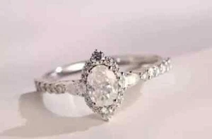 Fede nuziale 2 ct taglio ovale creata in laboratorio con diamanti graziosi au... - Foto 1 di 6