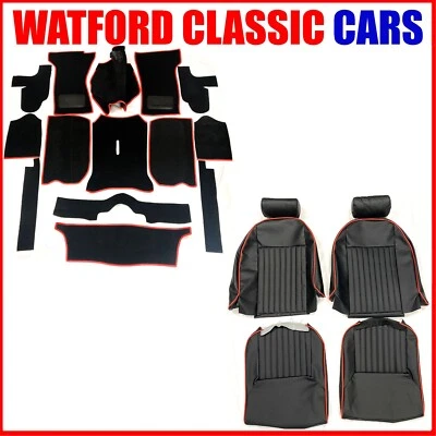 Juego de fundas de asientos reclinables, reposacabezas y alfombras Triumph Spitfire negro/rojo 1972 en - Imagen 1 de 4