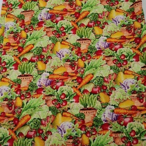 Some Bunnys Garden Fabric 3yd3in Vegetables Kathy Rusynyk Lettuce Tomato Carrots - Picture 1 of 6